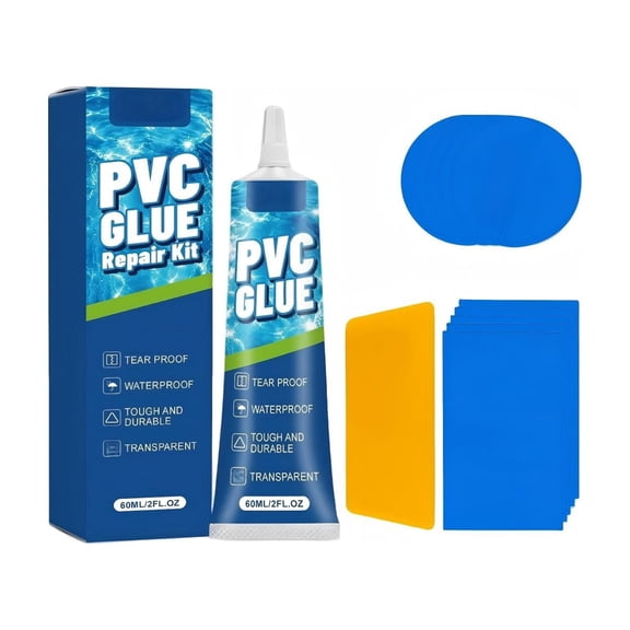 Air Mattress Patch Kit, 60 ml/2 fl oz High Strength PVC Adhesive, Patch Kit for Inflatables, Vinyl Glue, Waterproof Vinyl Pool Liner Repair Kit for Above Pool, Air Bed, Hot Tub, Tent