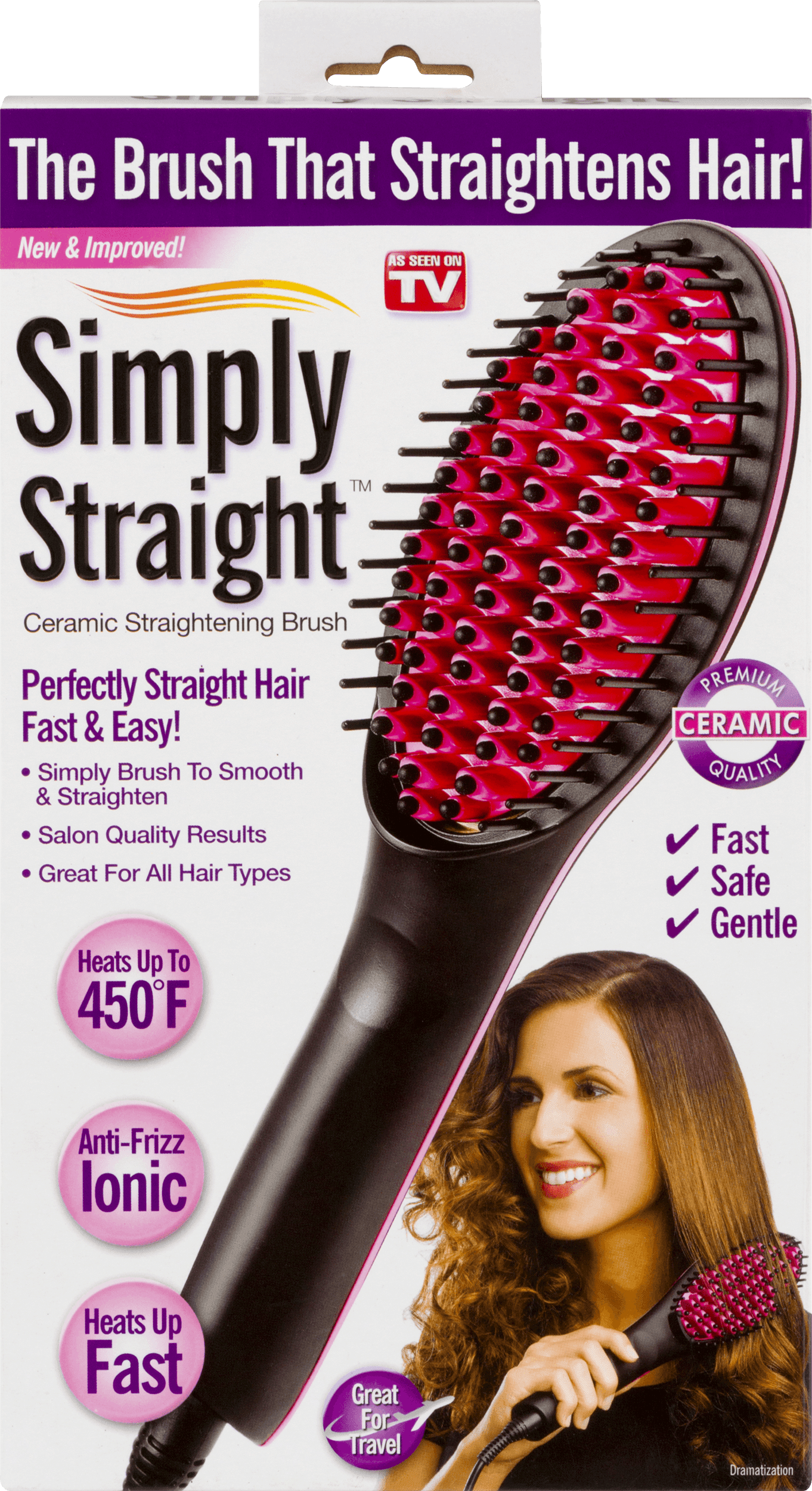 Simply Straight Ceramic Hair Straightening Brush, As Seen On TV