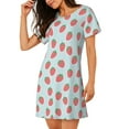thumbnail image 2 of Rocae Hand Drawn Strawberry for Nightgowns for Women Sleep Shirts Short Sleeve Nightshirt Pullover Nightdress, 2 of 6
