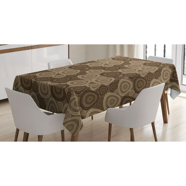 Brown And Ivory Tablecloth Circles, Will An Oval Tablecloth Fit A Rectangular Table
