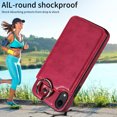 thumbnail image 2 of Nalacover for iPhone XR Wallet Case with Card Slots & Metal Finger Ring, Durable PU Leather Back Double Magnetic Botton Flip Kickstand Purse Shockproof Phone Case,Red, 2 of 10