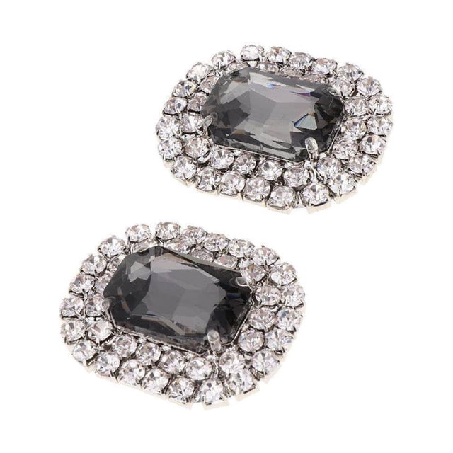 facefd Rhinestone Shoe Clips Wedding Buckle Shoe Buckles Bridal DIY Bride Shoe Decorative Charms Gray