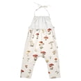 thumbnail image 3 of Girls' Jumpsuits Rompers Summer Casual Sleeveless Rompers With Pockets Spaghetti Strap Romper Watercolor Mushrooms Pattern 4T, 3 of 7