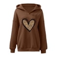 thumbnail image 4 of Homenesgenics Hoodies for Women Graphic Design Womens Hoodies Fashion Women's Casual Loose Print Blouses V-Neck Long Sleeved Hooded Sweatshirt Brown L, 4 of 4