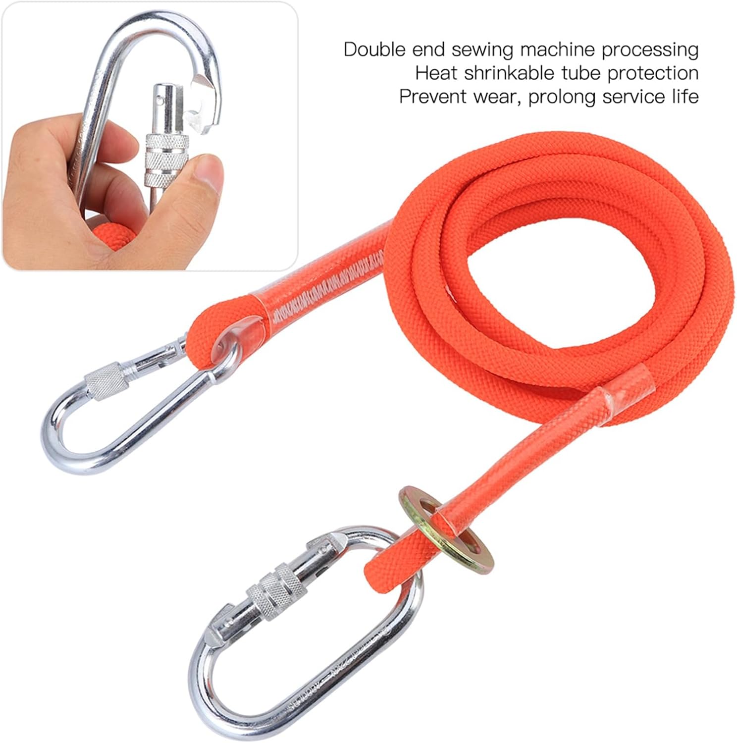 Safety Lanyard, 1800 kg Nylon Climbing Rope, Protective Safety Belt for Tree Climbing, Rock Climbing, and High-Altitude Work Positioning