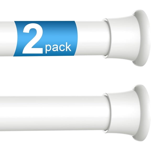 2pack Tension Curtain Rod 32 to 76 Inch, White Spring Tension Curtain Rod Adjustable Expandable Curtain Rod No Drilling, Spring Loaded Curtain Rods for Windows, Bedroom, Doorway Door, Closet