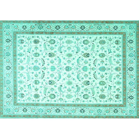 Ahgly Company Indoor Rectangle Persian Turquoise Blue Traditional Area Rugs, 2' x 3'