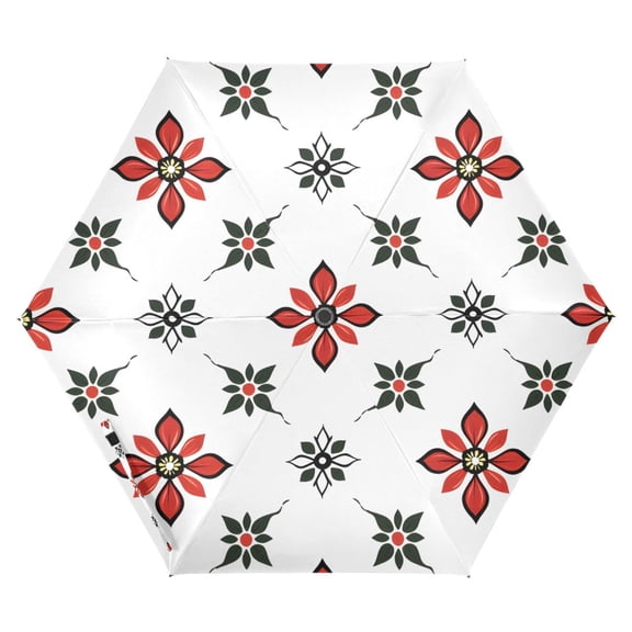 ALAZA Floral Christmas UPF 50 Compact Folding Umbrella for Rain Travel Umbrella Packable
