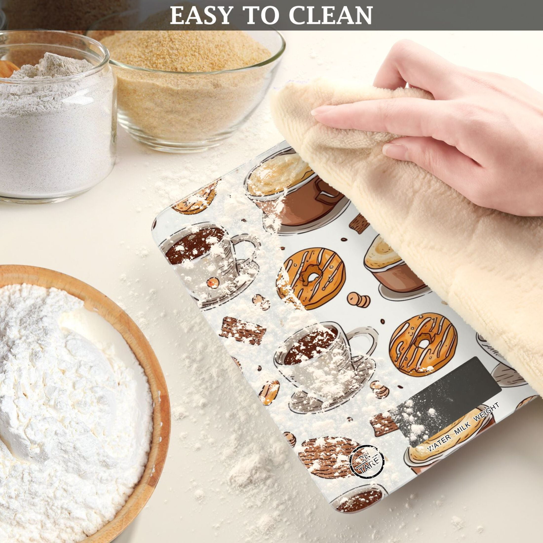 Donuts Coffee Biscuits Food Scale Digital Kitchen Scale Waterproof Tempered Glass Tare Function 11 lb for Baking Cooking Meal Prep