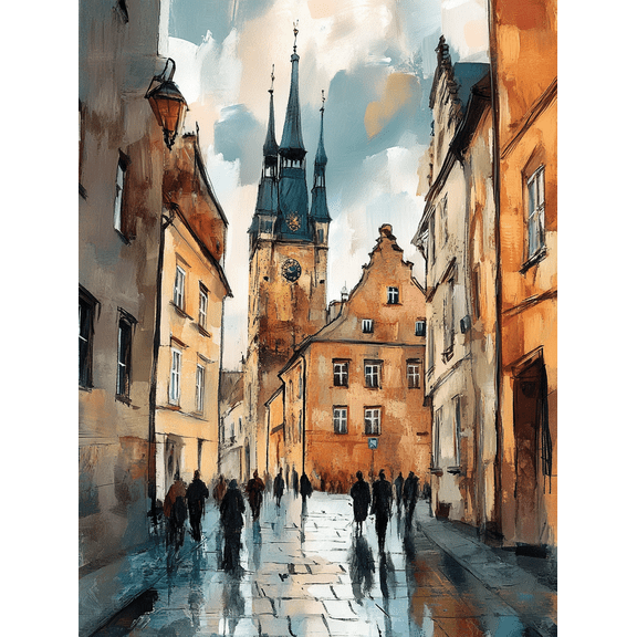 European Cityscape Canvas Painting/Wall Art，Suitable for Living Room，Bedroom，Dining Room，Office，Hotel Decoration
