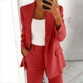 thumbnail image 2 of Sriper Women's Suit Jacket Set, Solid Color Long Sleeve Blazer with Pants, Business Casual Outfits, Cute Office Wear, Fall Matching Work Trajes Para Mujer Red 2X, 2 of 5