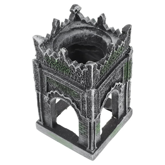 ELAYARD Aquarium Castle Resin Fish Tank Ornament Grey Realistic Appearance 1Pack