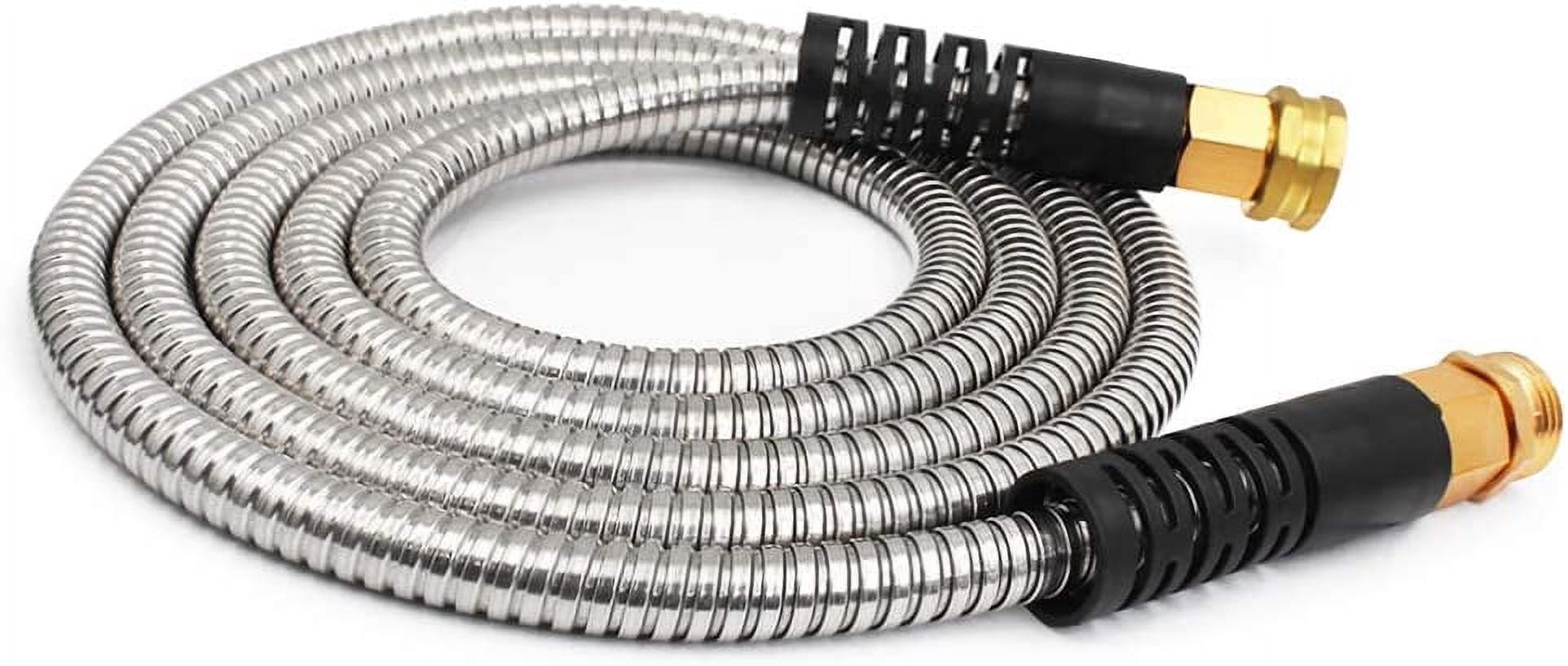 RGHJAR-10 FT Metal Garden Hose, Drinking RV Water Hose, Reinforced Metal Fittings, Dehumidifier Drain Hose Connector Extension, Reel Extender for Yard