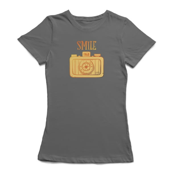 T-shirt Vintage à Charbon de Bois pour Femmes Smile