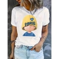 thumbnail image 1 of Camisetas con gráficos clásico para mujeres y adolescentes y niñas, playera de verano con estampado estéticoWomen'S Casual Crew Neck T-Shirt with Paris Hat Print, Fashion Short Sleeve Polyester Knit, 1 of 6