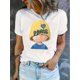 thumbnail image 1 of Camisetas con gráficos clásico para mujeres y adolescentes y niñas, playera de verano con estampado estéticoWomen'S Casual Crew Neck T-Shirt with Paris Hat Print, Fashion Short Sleeve Polyester Knit, 1 of 6