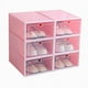 thumbnail image 1 of Caja de zapatos de 6 piezas de color caramelo, caja de almacenamiento de zapatos de plástico transparente, cajón de almacenamiento de gabinete de zapatos rectangular rosa, 1 of 5