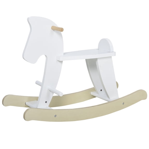 Classic White Wooden Rocking Horse, Timeless Gift for Kids Ages 3-6, Perfect for Christmas&Birthdays