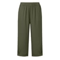 thumbnail image 5 of VBVC Women's Cotton-Linen Capri Pants,Twist Hem Casual Trousers For Women,Ladies Lightweight Summer Travel Capris with Pockets,Army Green,S-2XL, 5 of 6