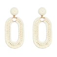 thumbnail image 1 of Aretes SELFWIMG de Rafia Ovalados Colgantes Blancos Hechos a Mano, 1 of 7