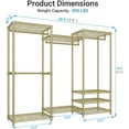 thumbnail image 3 of VIPEK V5 Heavy Duty Portable Closet Wardrobe, 890LB Capacity Clothing Rack with 8 Shelves & 4 Hanging Rods, Freestanding Adjustable Storage Unit, Gold, 3 of 9