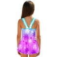 thumbnail image 2 of Uorisanigo Purple Palm Tree One Piece Swimsuits for Girls Polyester and Spandex Fabric Bathing Suit Skirted Back Strap Swimwear Beach Vacation, Size 8-9, 2 of 6
