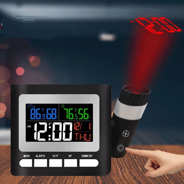 Atomic Radio Controlled Projection Alarm Clock w/Date, Temperature, Week, Alarm Status, Backlight -mains powered/battery operated_Special Gift
