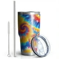 thumbnail image 2 of 30oz Colorful Tie Dye Multi Spiral Pattern Tumblers Stainless Steel Tumbler with Lid and Straw,Vacuum Insulated Double Wall Travel Tumbler Cups Mug with Cleaning Brush for Coffee,Tea, 2 of 7