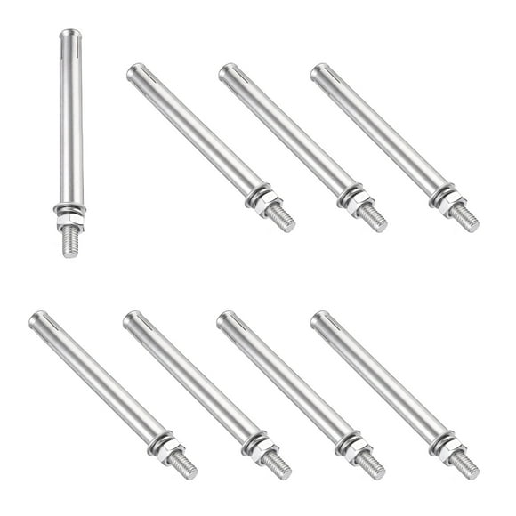 Unique Bargains 8 Pcs Vis d'Expansion M8 x 120mm pour Ancrage de Manchon pour Mur Murs en Béton Murs de Briques Murs Secs, Argent