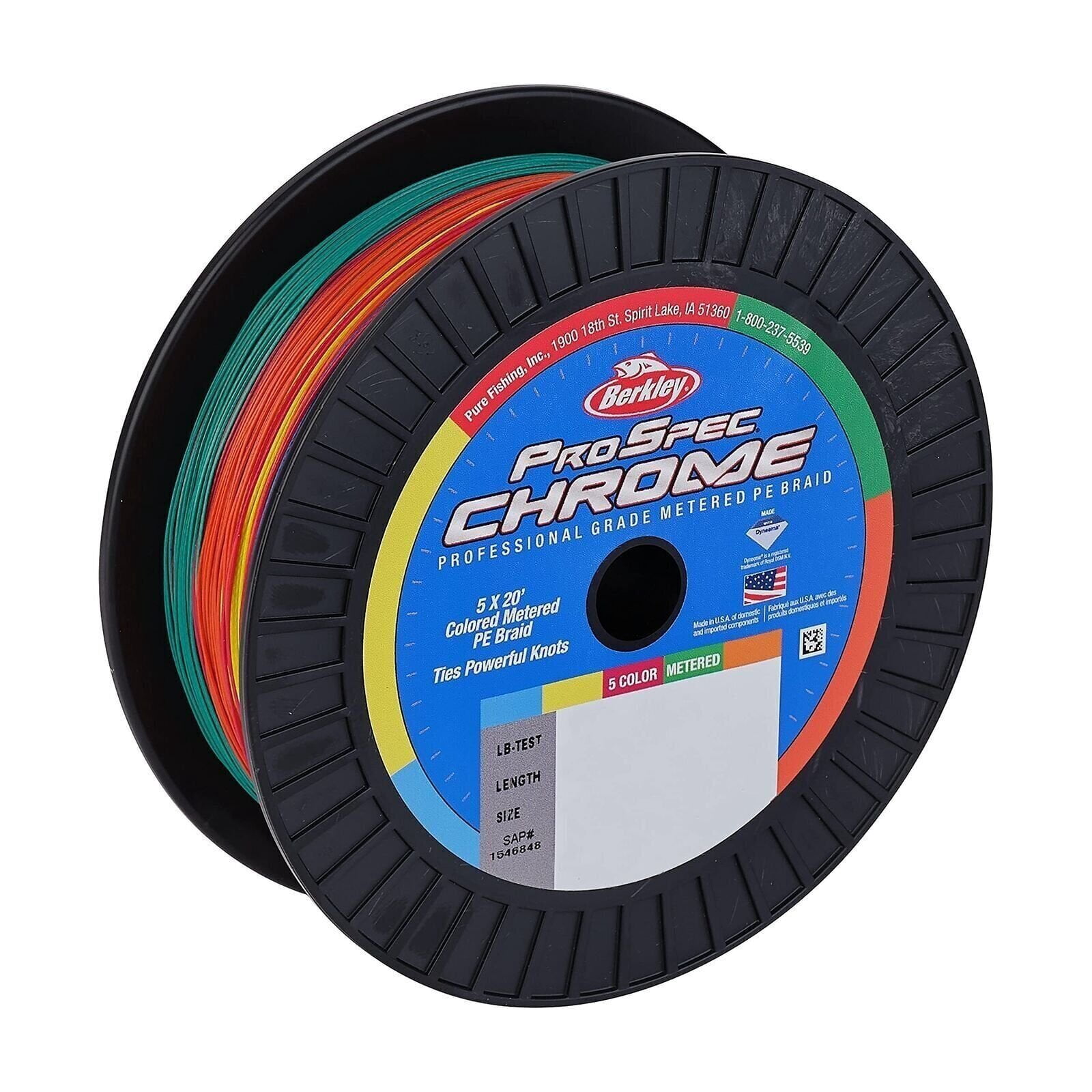 Berkley ProSpec® Chrome 5x20' Metered Braid, 5-Color, 30lb | 13.6kg
