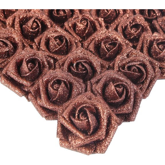 Artificial Flowers, 25pcs Foam Glitter Roses Glitter Foam Rose Foam Rose with Stem for DIY Wedding Bridal Bouquet Home Party Christmas Decoration(Silver) A
