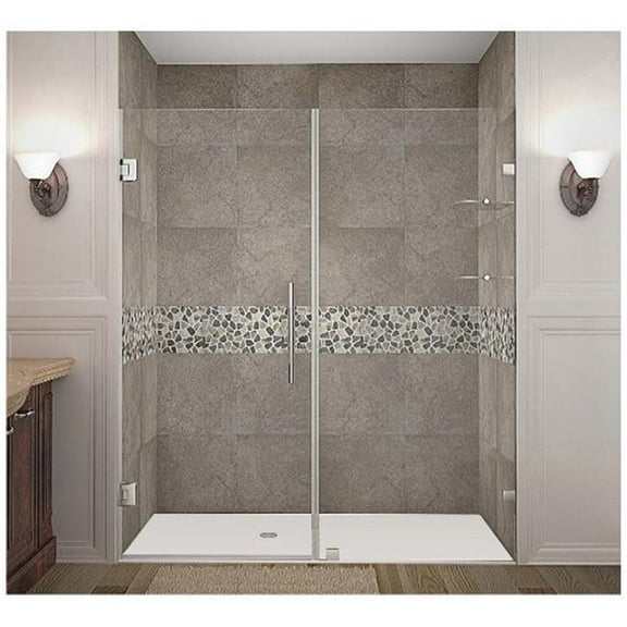 AstonGlobal SDR990-CH-69-10 Nautis 69 x 72 in. Completely Frameless Hinged Shower Door with Glass Shelves in Chrome