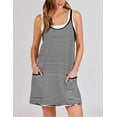 thumbnail image 3 of otnbgsr Women's Casual Summer Tennis Dress Sleeveless V Neck Athletic Mini Dress with Built-In Shorts Striped Vacation Outfit, 3 of 8
