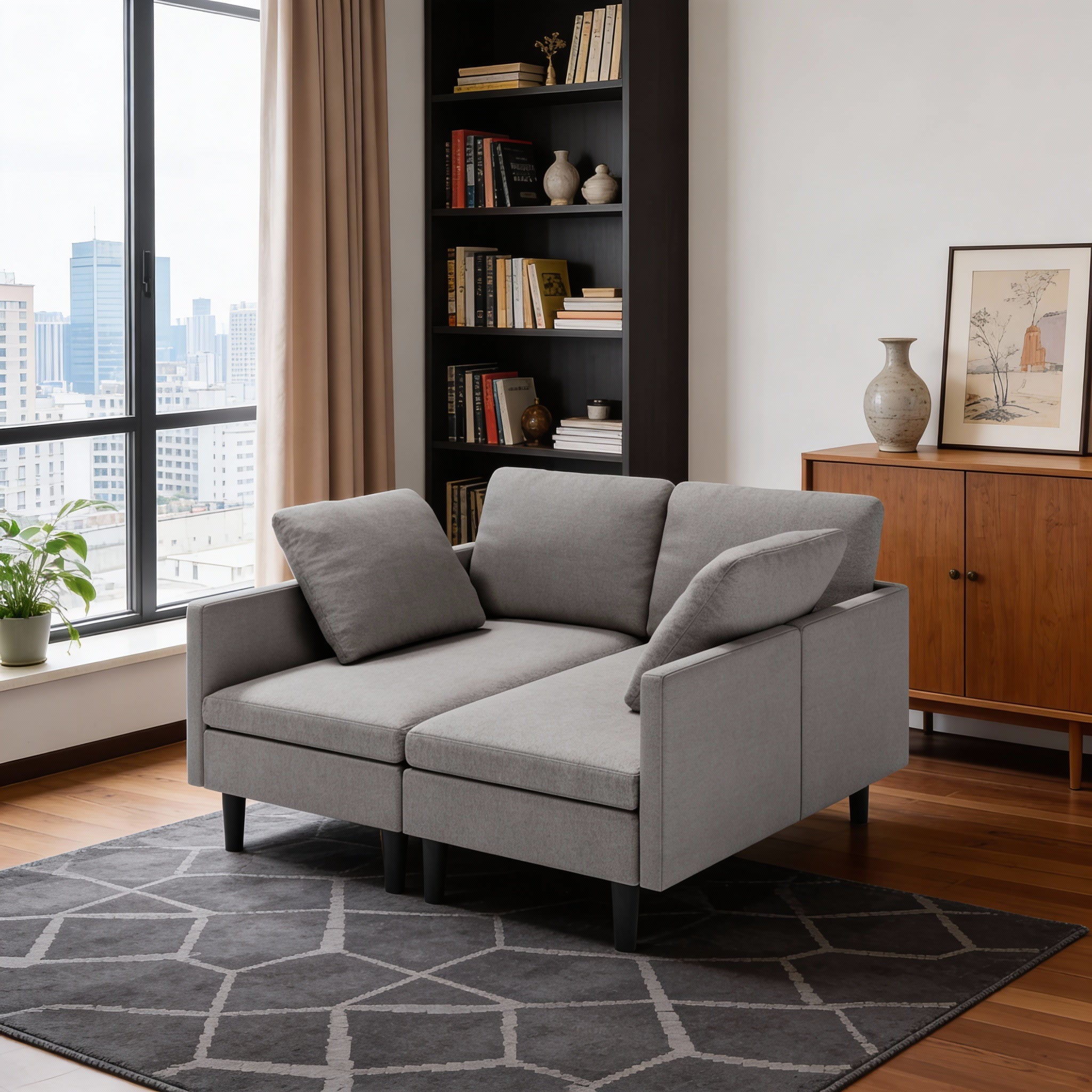 Aiho 79.1" Sectional Couch, L-Shaped Modular Sofa Bed with Deep Seat & Soft Seat Cushions, Convertible Sofa Bed for Living Room, Apartment, Light Gray