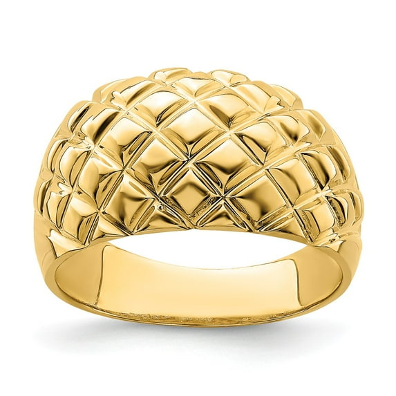 Solid 14k Yellow Gold Basket Weave Pattern Ring Band Size 5