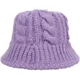 thumbnail image 5 of CoCopeaunts Womens Bucket Hat Solid Color Foldable Floppy Knit Bucket Cap Warm Wide Brim Cable Twist Pattern Fisherman Cap, 5 of 8