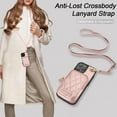 thumbnail image 3 of Fashion Crossbody Lanyard Zipper Wallet Leather Phone Case For iPhone 16E 16 Pro Max 15 Plus 14 13 12/12pro 11 Wrist Strap Card slot Protective Cover, 3 of 10