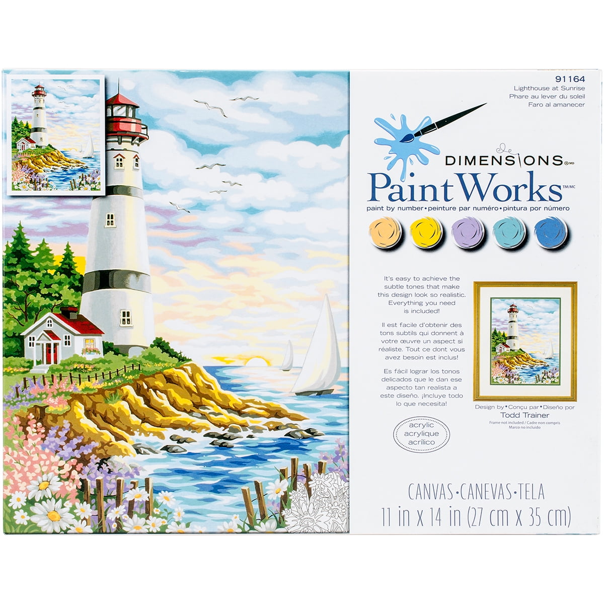 Dimensions Lighthouse at Sunrise Paint by Numbers for Adults, 11'' W x