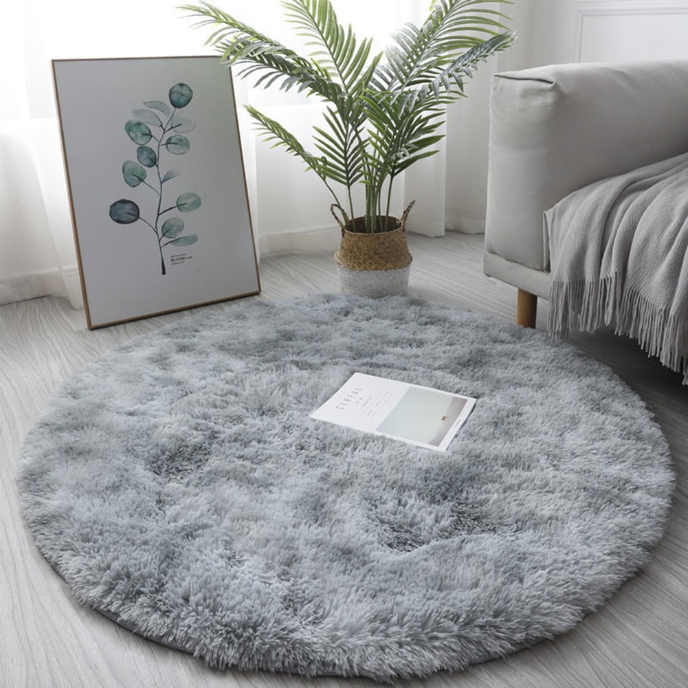 Circle Round Soft Shaggy Area Rug Bedroom Home Anti-Skid Carpet Floor Fluffy Mat 