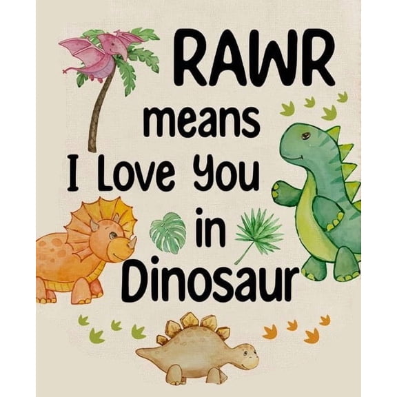Dinosaur Wall Art Rawr Means I Love You Poster Wall Decor Dinosaur Room Decor Dino for Toddler Boys Bedroom Nursery Playroom Classroom poster