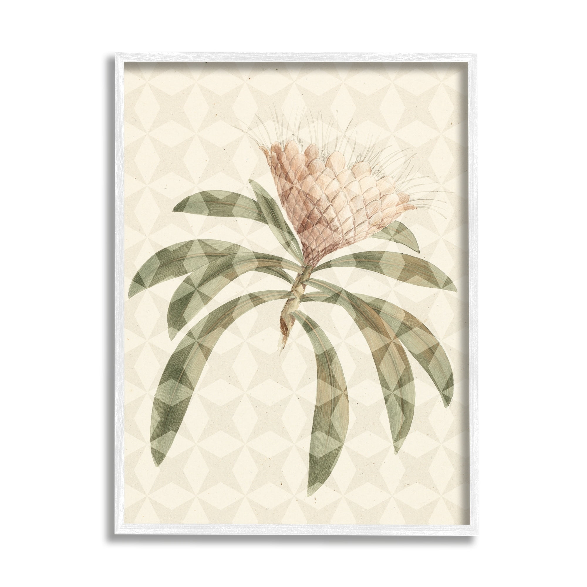 Stupell Industries Natural Geometric Patterned Plant Green Leaves Blossom Framed Wall Art, 24 x 30, Design by Lil' Rue