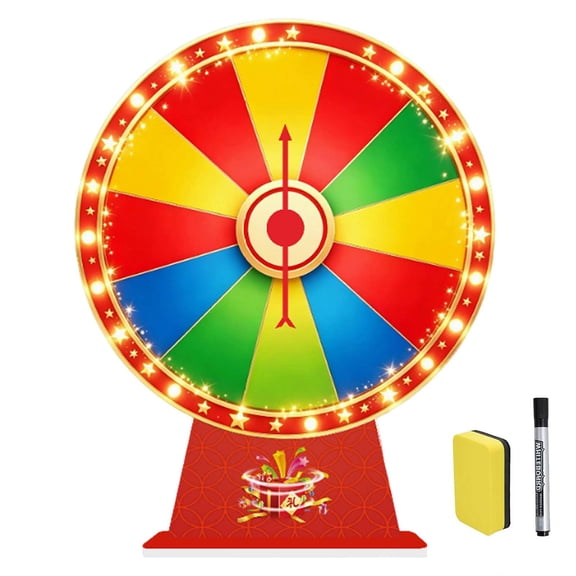 Prize Wheel Tabletop 9.84" Dry Erase Game with Stand for Classroom Office