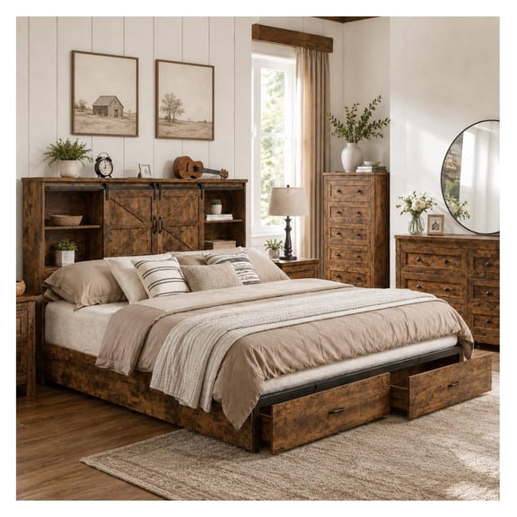 AMERLIFE Full Size Lift Up Storage Bed Frame with Charging Station ...