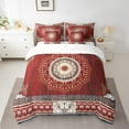 thumbnail image 2 of YST Tribal Pattern 7 Pcs Comforter Set King Exotic Geometric Lattice Bedding Set Boho Red Yellow Square Grid Bed in A Bag Sheet Set Retro Bohemian Room Decor National Abstract Duvet Insert, 2 of 5