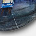 thumbnail image 3 of Designart 'Blue Tram At Sunset With Church During Sunset Cityscape' Nautical & Coastal Circle Metal Wall Art 23x23 - Disc of 23, 3 of 5