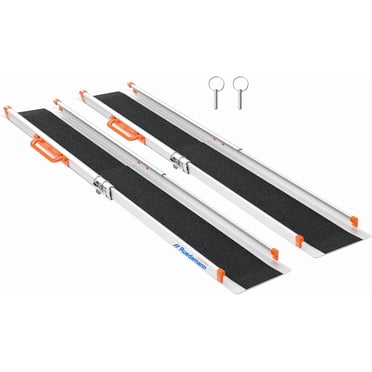 Ruedamann 6' Adjustable Aluminum Wheelchair Ramp,Portable Telescoping Non-Skid Surface Wheelchair Ramp for Home, Stairs, Steps, 600lbs Capacity (MR207N-6)