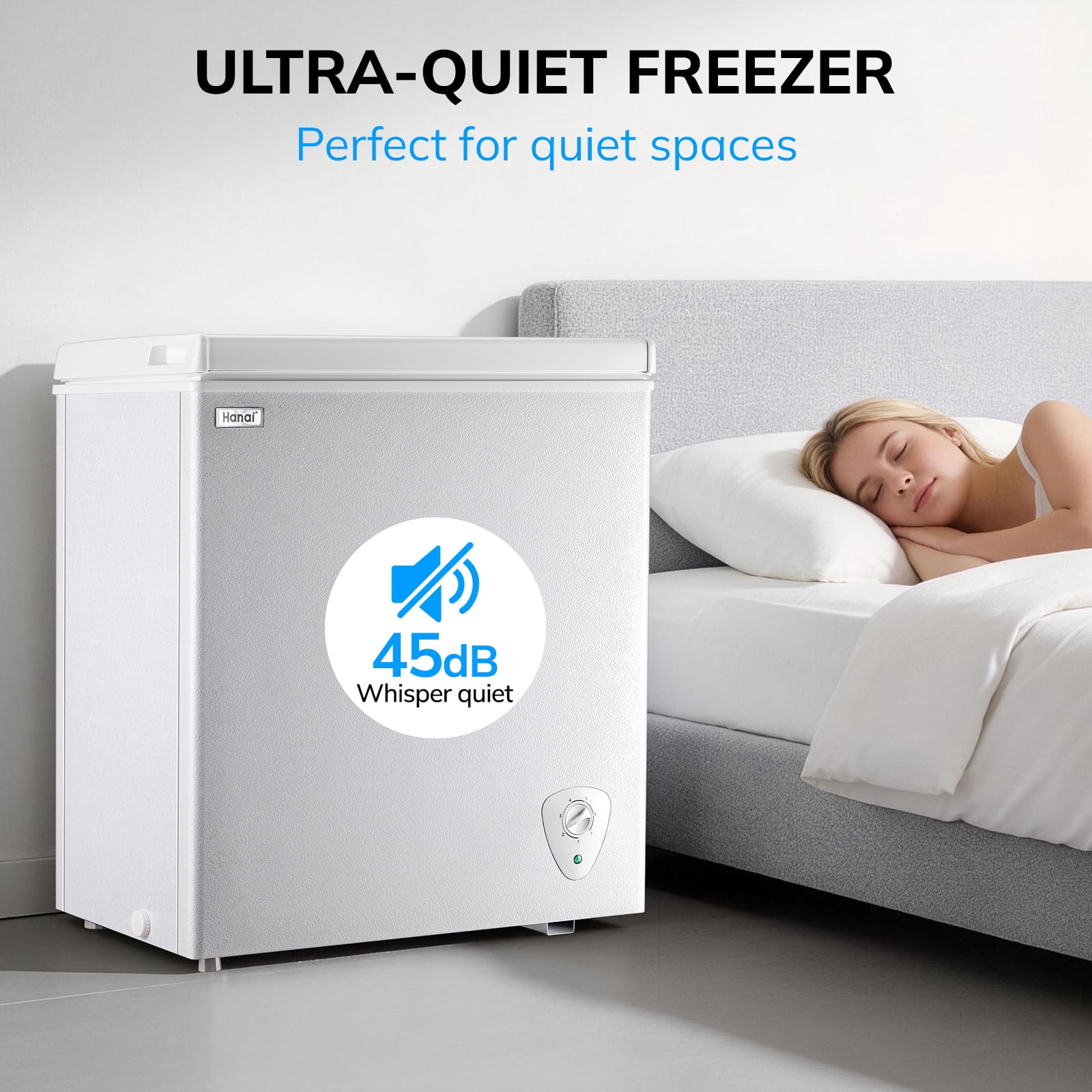 WANAI 5.0 Cu.ft Chest Freezer - Compact Deep Freezer with Top Open Door and Removable Storage Basket for Office Dorm or Apartment,White