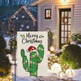 thumbnail image 4 of Merry Christmas Garden Flag Cactus Santa Hat Burlap Flag Outdoor Decoration Winter Xmas Yard Lawn Decor 12.5x18, 4 of 6