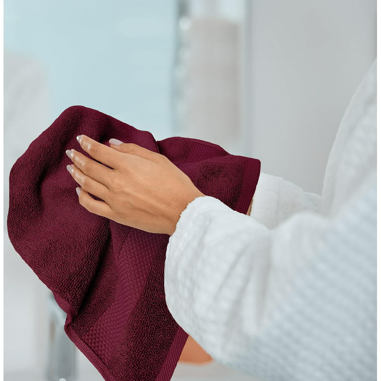 White Classic Luxury Hand Towels for Bathroom-Hotel-Spa-Kitchen-Set -  Circlet Egyptian Cotton 16x30, 6 Pack, Wine Red 