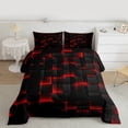 thumbnail image 3 of Feelyou Pixelate Miner Game Bedding Comforter Set, Neon Gradient Square Twin Comforter Sets, Honeycomb Black Red Reversible Bedding Set, Super Cozy Room Decor, 2pcs, 3 of 9